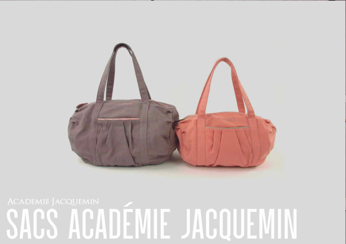 sacs de danse exclusif de l'Académie Jacquemin - illustration sacs de danse Académie Jacquemin ( gris et rose)
